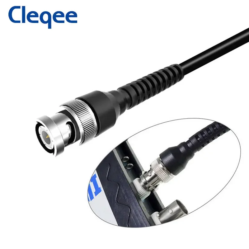 Cleqee p1003 bnc para dual jacaré clipe de teste de chumbo cobre clipes de crocodilo 10mm de diâmetro aberto do osciloscópio bnc cabo 1m 500v/5a