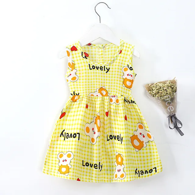 Summer Newborn Baby Clothes Infant Girl Clothes Korean Cute Print Sleeveless Cotton Beach DressPrincess Dresses 4