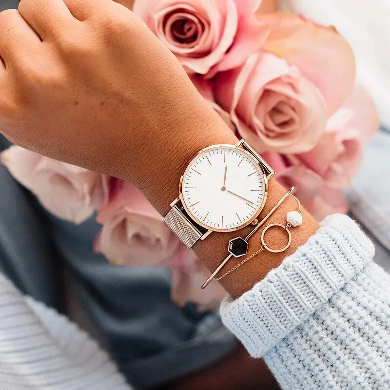 1PC Luxury Rose Gold Watch Women Bracelet Watches Brand Ladies
