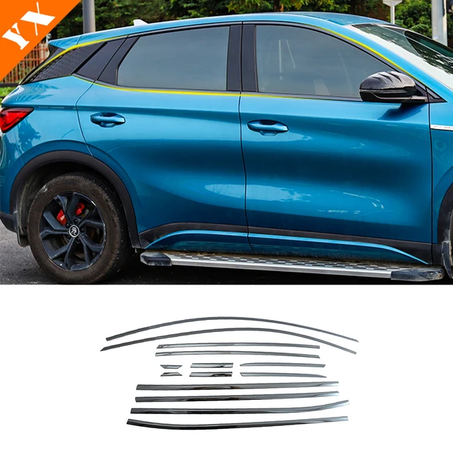 For BYD ATTO 3 Yuan Plus Accessories 2022-2023 Stainless Garnish Car Window Trim Protector Plate Anti Hit/Dust Decor Cover 1