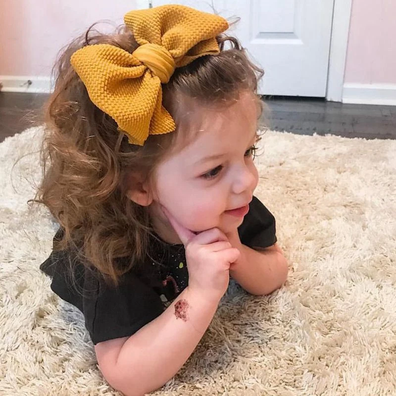 Nylon Hair Tie 1pc Baby Fashion 4.5'' Hair Bows Elastic Nylon Headbands For Girls Soft Hair Tie Cute Summer Bands Accessories