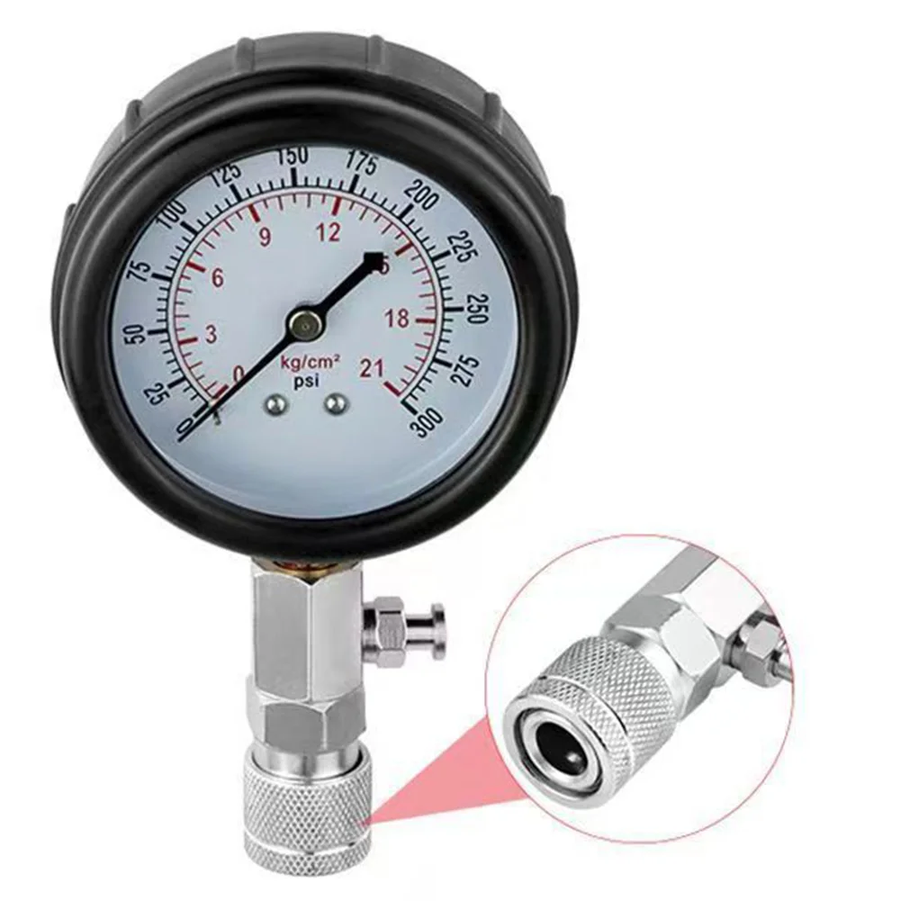 실린더 압력 게이지 키트 0-300PSI 자동차 트럭 오토바이 엔진 압축 테스터 도구용 어댑터 포함