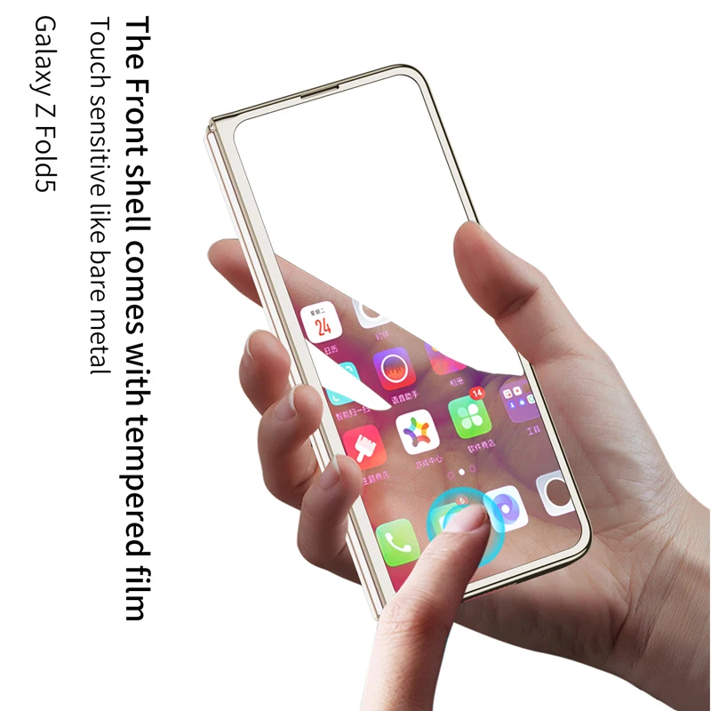 For Samsung Galaxy Z Fold 5 Case Ultra thin Electroplating Transparent Cover With Front Glass + Pen for Galaxy Z Fold5 GKK