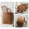 Wall Mounted Storage Basket Fruit Sundries Basket Simulated Rattan Decorative Hanging Basket Flower Pot with Handle Home Decor 5