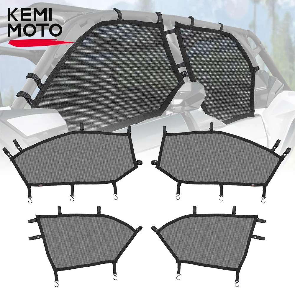 KEMIMOTO X3 UTV PVC Rubber Mesh Door Net Compatible with Can-am Maverick X3 MAX 4 Doors 2017+ Summer Ventilation Window Nets rotate pulley fold the door pulley doors and window lifting wheel turn the wheel80kg s door