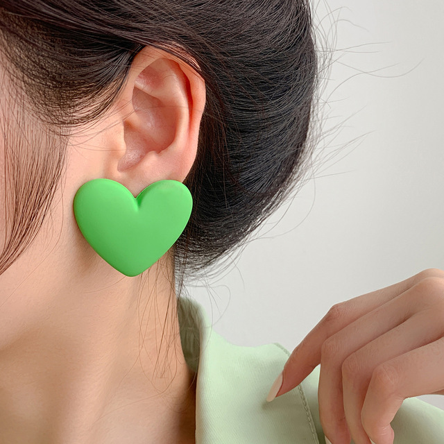 Pop Candy Color Acrylic Love  Earrings Simple Geometric Heart Earrings All-match Fashion Party Color Jewelry Earrings