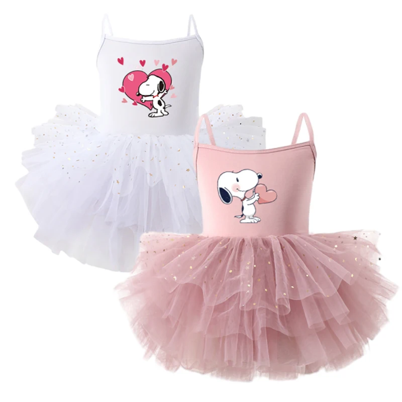 

Модное детское балетное платье Snoopy кавайная девочка принцесса тонкая без рукавов цельная пушистая сетчатая юбка-пачка Аниме Костюм на день рождения