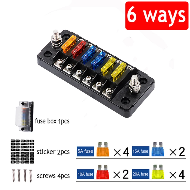 Fuse Box Holder 32V 75A Flame Retardant 12 Ways 6 Ways for Auto Car Marine Trike
