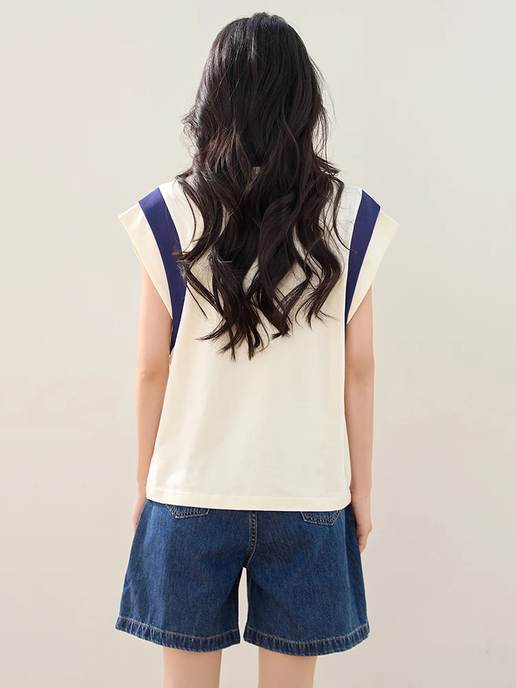 موضة تي شيرتات قصيرة الاكمام المرأة بسيطة عادية متعددة الاستخدامات بلايز تيز 2025 الصيف شيك تصميم البلوز تي شيرت