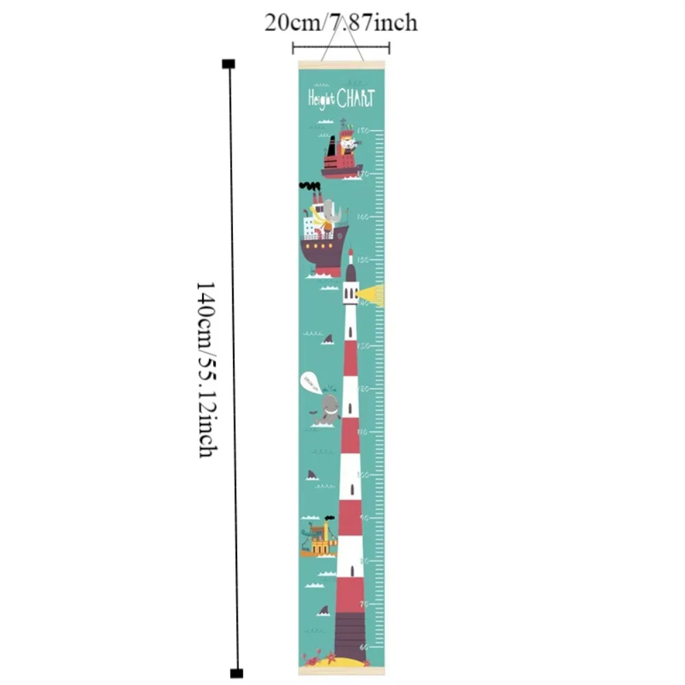 Wall Hanging Children Height Measuring Rulers with Frame Removable Height Measure Chart Wooden Roll Up Baby Growth Chart