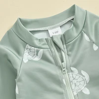 Boys Rash Guard Swim Set, Long Sleeve Turtle Print T-shirt with Shorts and Hat Swimwear 0-5T 4