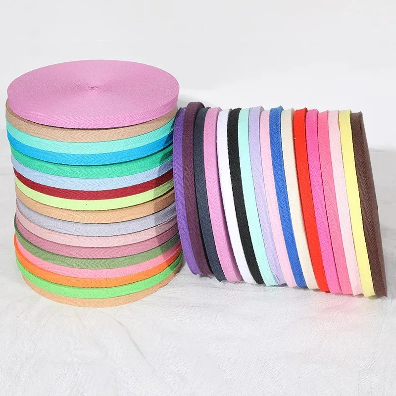 1롤 45미터 10mm 코튼 리본 헤링본 수제 레이스 리본 1cm 의류 웨딩 파티 장식 DIY 재봉 원단 공예