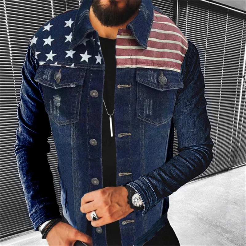 Men's Denim jacket 2022 Autumn Casual Pure Cotton Slim Fit  Stylish Motorcycle Jean Jacket Streetwear Men Coats 2