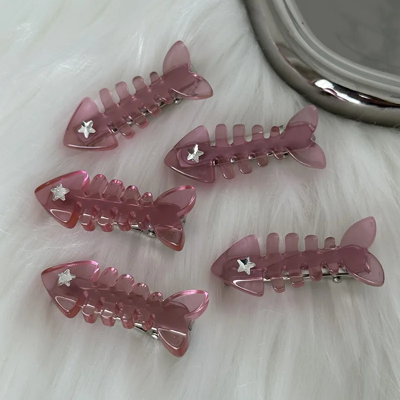 Y2K Pink Small Fish Barb Hairpin Style Duck Mouth Clip Design Sense Bang Side Clip New Hair Accessories