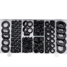  180 Pieces Rubber Grommet Assortment Kit Electrical Conductor Gasket Ring Set for Wire, Plug and Cable 