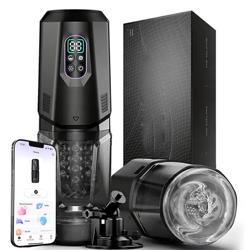 Automatic Masturbator Stroker Adult Toys with 7 Thrusting Rotating 7 Licking Vibrating Modes Hands-Free Sex Machine Pocket Pussy