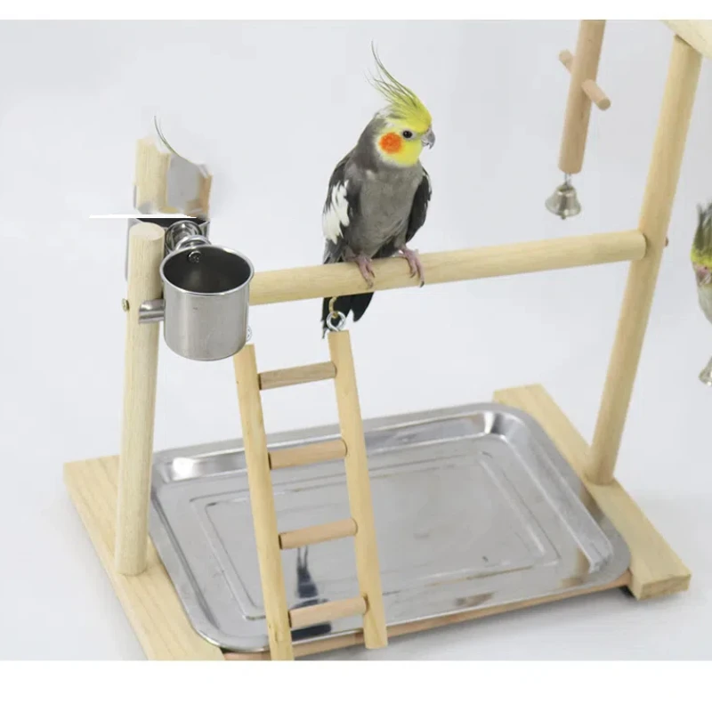 Parrot Stand Cage Playground Parakeet Perch Bird Training Office Toy Supplies Desktop Wooden Stands Exercise Equipment