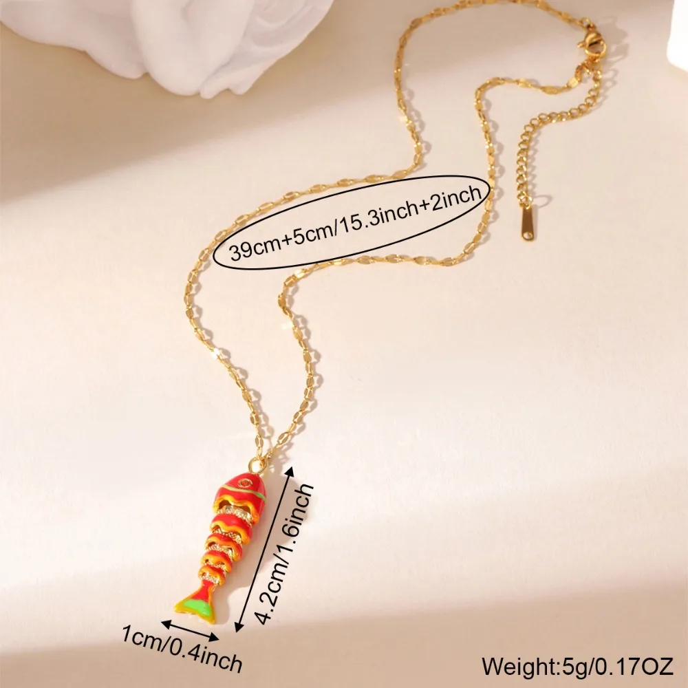 Ocean Series Colorful Tiddler Fish Necklace Personalized Fashionable Goldfish Collarbone Chain Charming Women Jewelry Gifts
