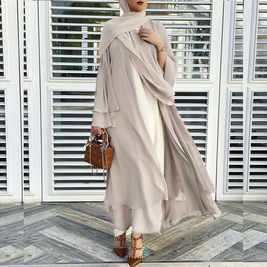 New Abaya Dubai Luxury Eid Mubarak Kaftan Turkey Muslim Women Long Sleeve Chiffon Hijab Dress Islamic Caftan Marocain Clothing