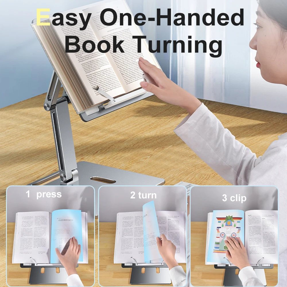Multi-ângulo ajustável Reading Desk, Base dobrável, Suporte Notebook, Suporte Desktop
