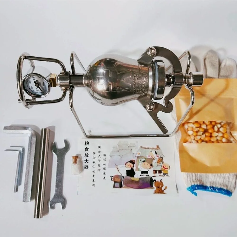 

Mini Hand Popcorn Machine Open Firing Popcorn Puffing Machine Stainless Steel Mini Popper Small Manual Popcorn Maker Open Firing