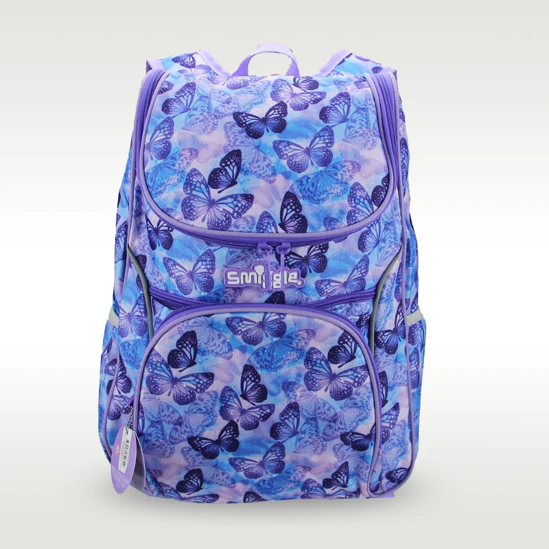

Australia Smiggle Original Children's Schoolbag Girls Shoulder Backpack Ppurple Butterfly Cute Large School Stationery 18 Inches