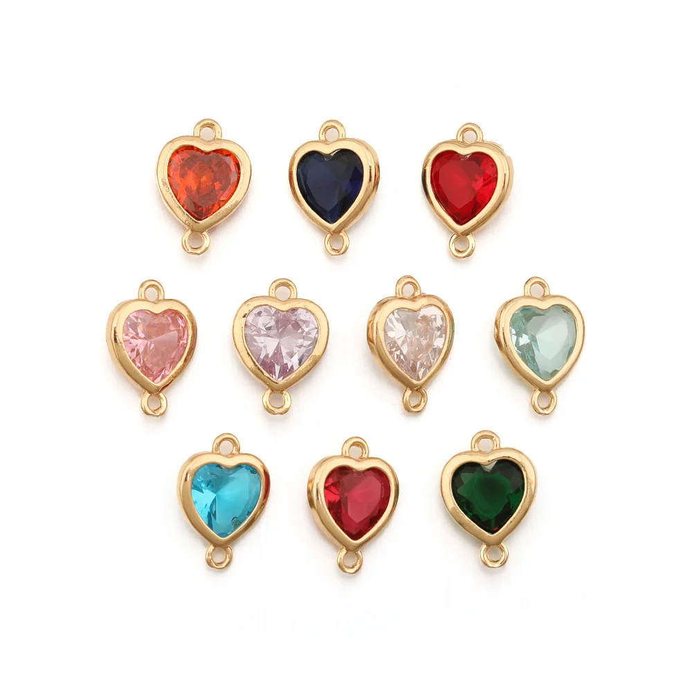 Cordial Design 10*14MM 100Pcs Jewelry Findings & Components/Rhinestone Connectors/CZ Charms/Heart Shape/Hand Made/DIY Making - cordial