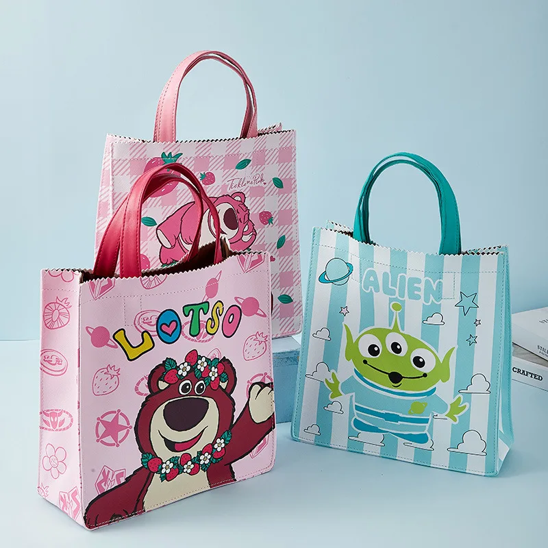 

Disney Alien New Cartoon Strawberry Bear Print Lotso Large Capacity Handheld Tote Bag Shopping Shoulder Bag Cute Christmas Gift