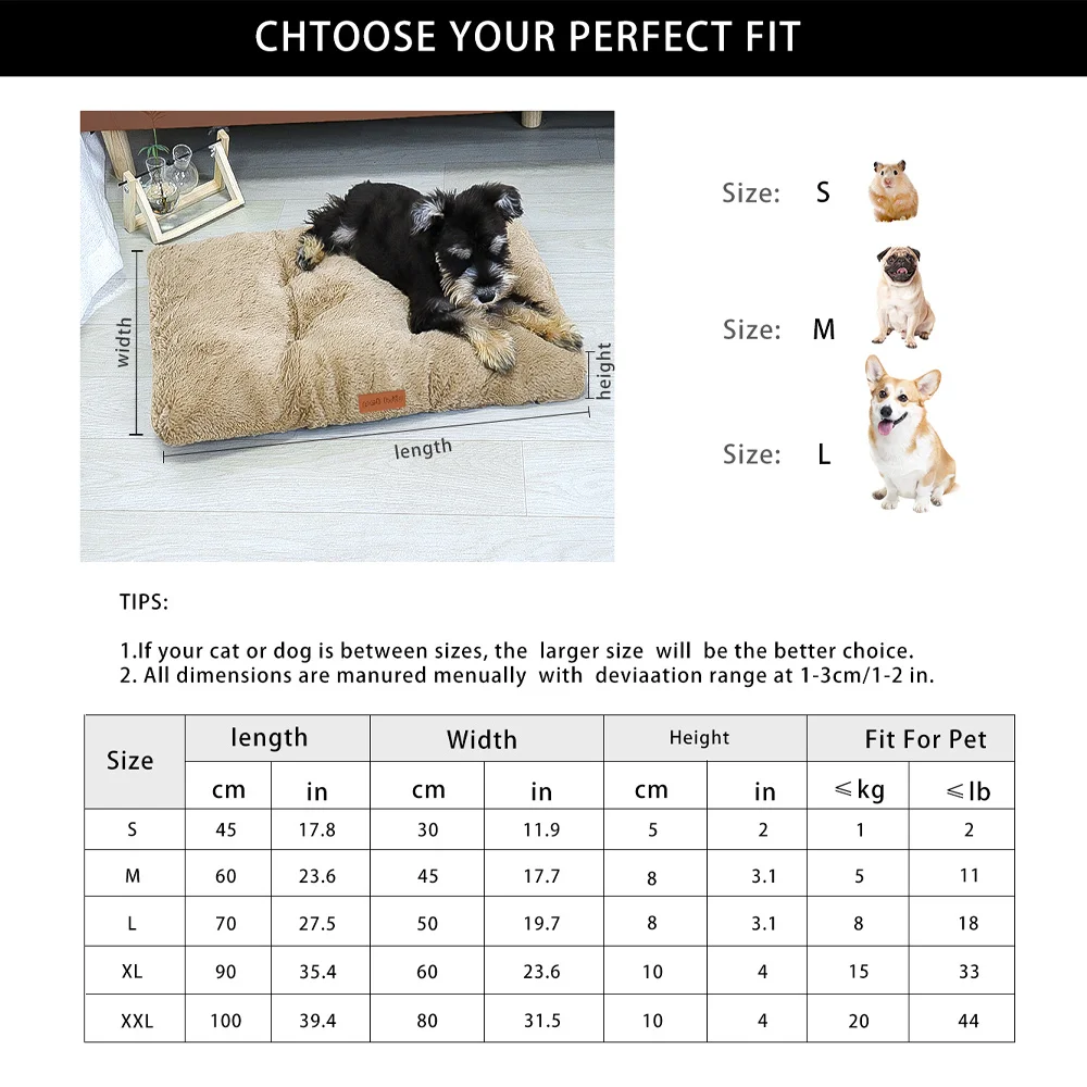 Dog Bed Pet Mat Pet Bed Crate For Cat Washable Plush Mat For Dog Anti-Slip Fluffy Comfy Sleeping pet bed