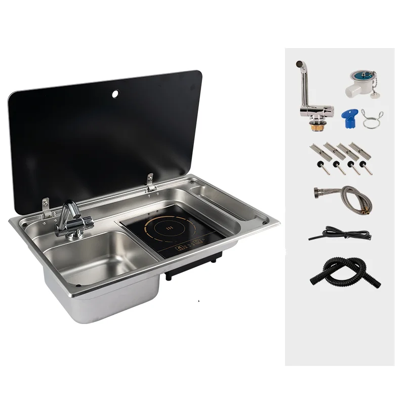 RV Stainless Steel Sink and Induction Cooker Combination Unit with