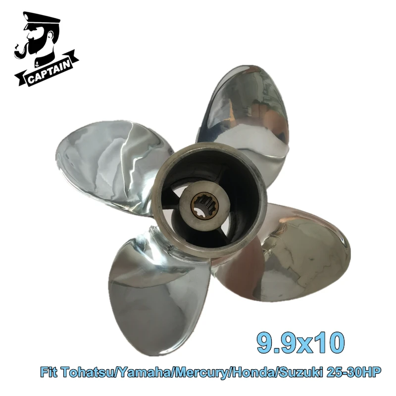 

Captain Boat Propeller 9.9x10 Fit Tohatsu Honda Yamaha Mercury Suzuki Outboard Engine Motor 25HP 30HP 4 Blades 10 Teeth RH
