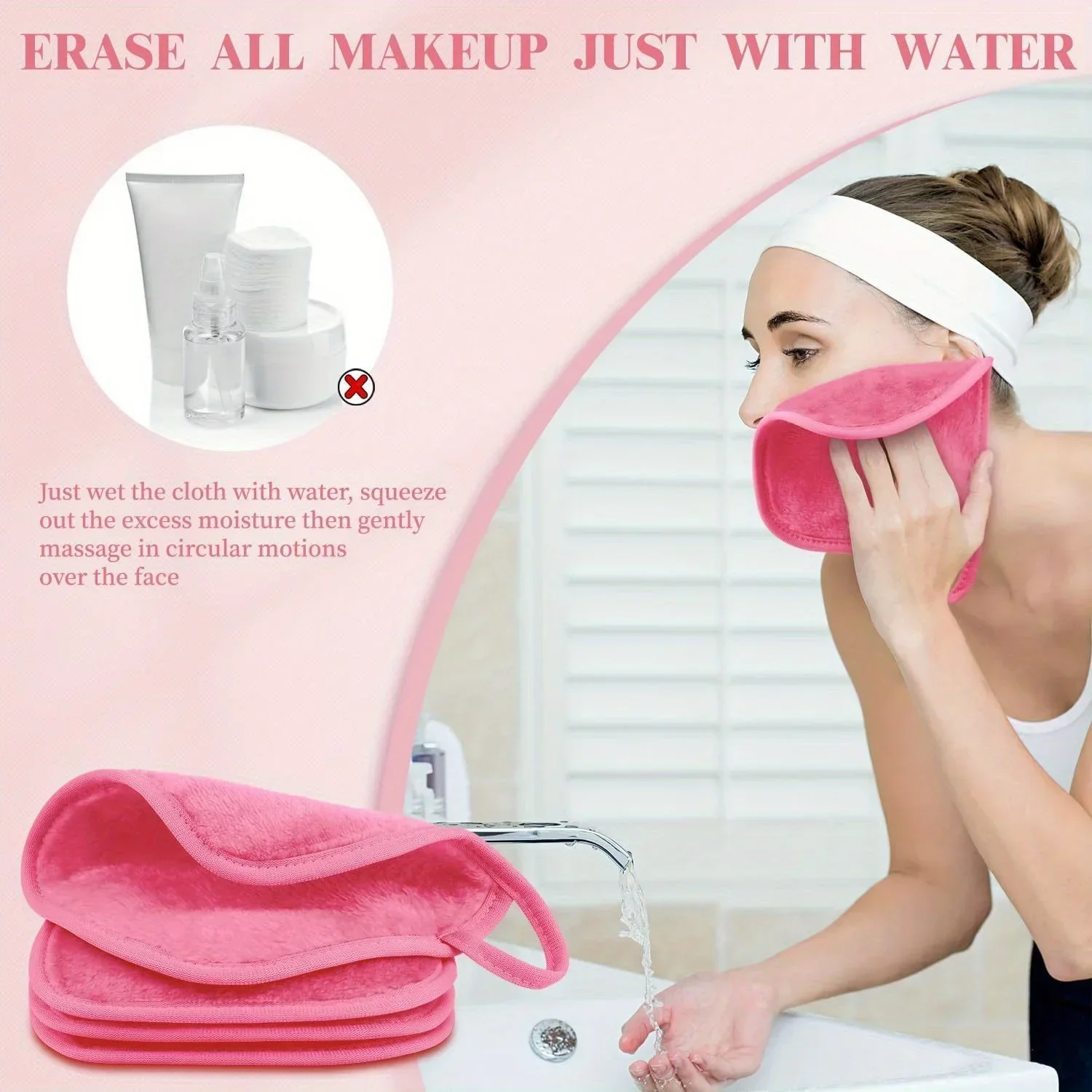 Description Picture 4 of item12pcs Makeup Remover Pads Reusable Pads Makeup Eraser Microfiber Facial Towel Face Cleaner Cleaning Wipes Skincare Tools