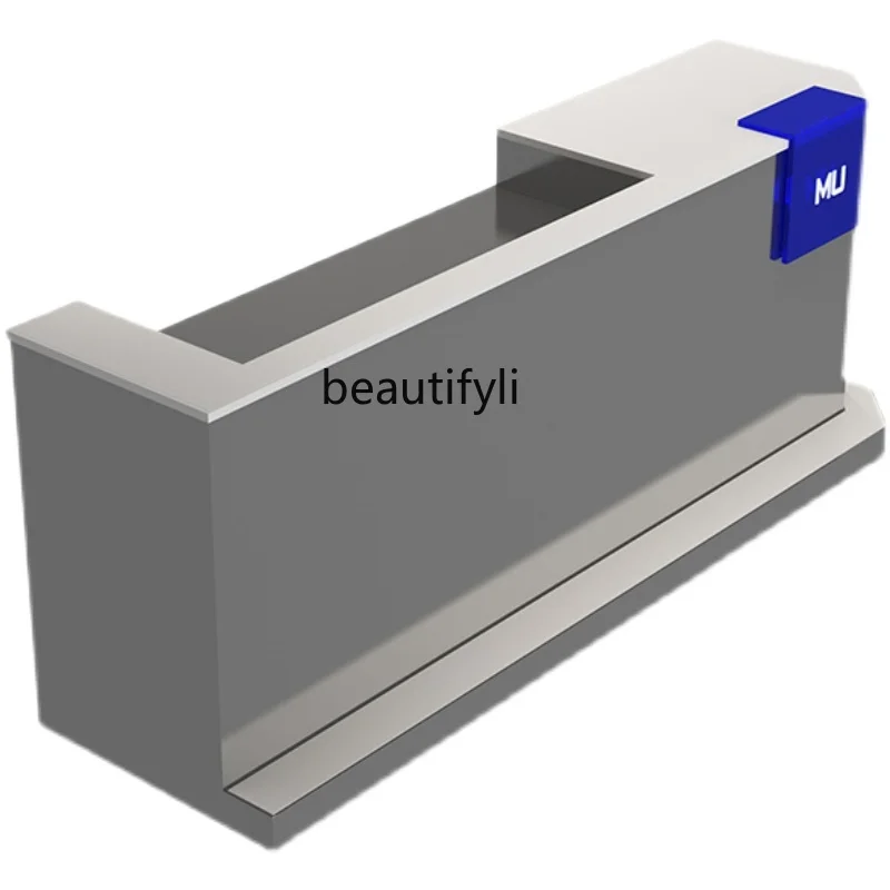 

Customized Modern Simple Clothing Store Cashier Small Shop Hair Salon Stainless Steel Bar Beauty Salon Reception Desk