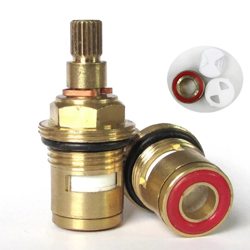 Single OR Double Tooth Faucet Replacement 45mm Brass 1/4 Turn G1/2" Ceramic Disc Cartridge Hot or Cold Tap Valve Faucet Spool