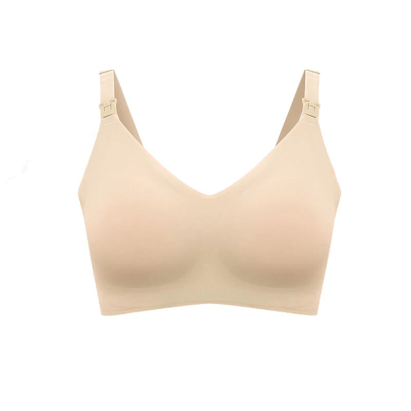 Simple Glossy And Traceless Maternity Nursing Underwear, Comfortable Wire-free Sleep Bra, Convenient One-hand Buttoning Underwea