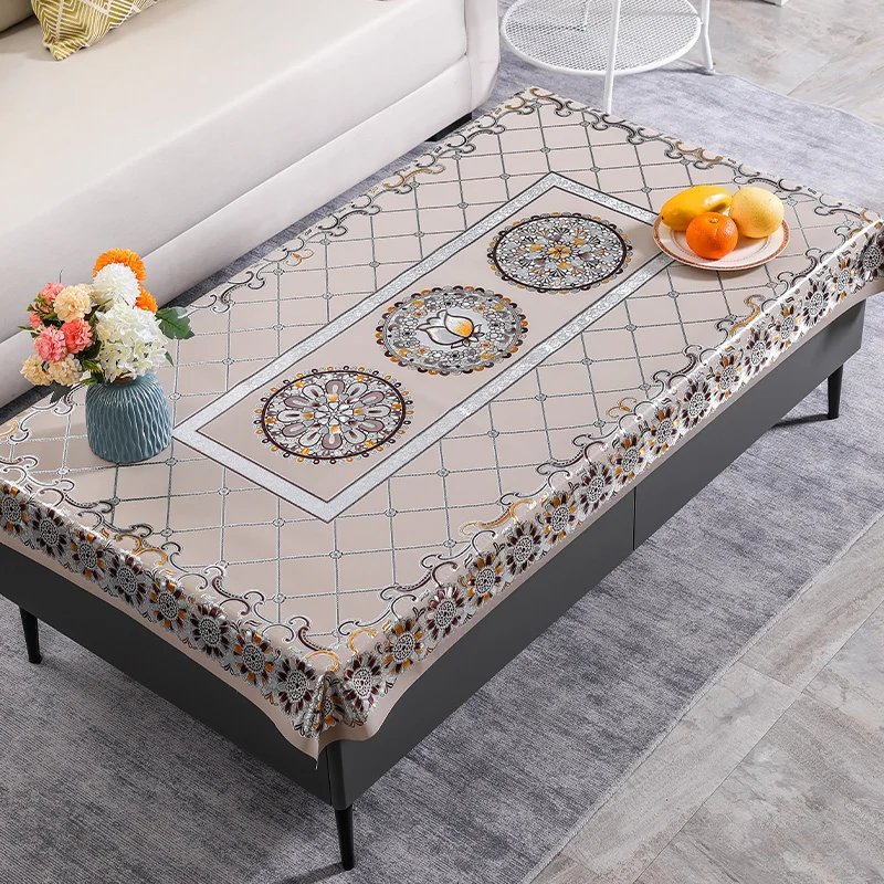 

E5blecloth no-wash waterproof, oil-proof and anti-scalding 2024 new living room coffee table mat tablecloth hot stamping rectang