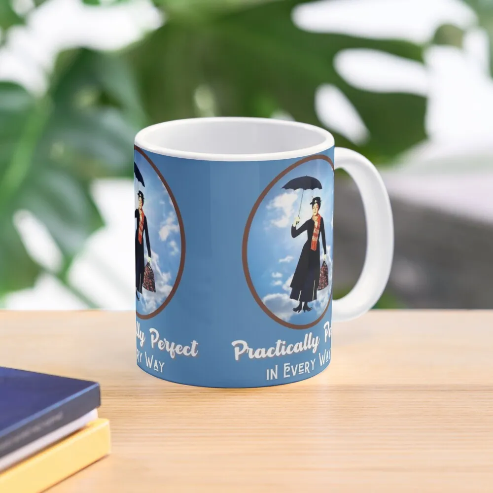 

Practically Perfect in Every Way - Mary Flying Down From the Sky (White Letters) Coffee Mug Cups Of Thermal Cups Mug