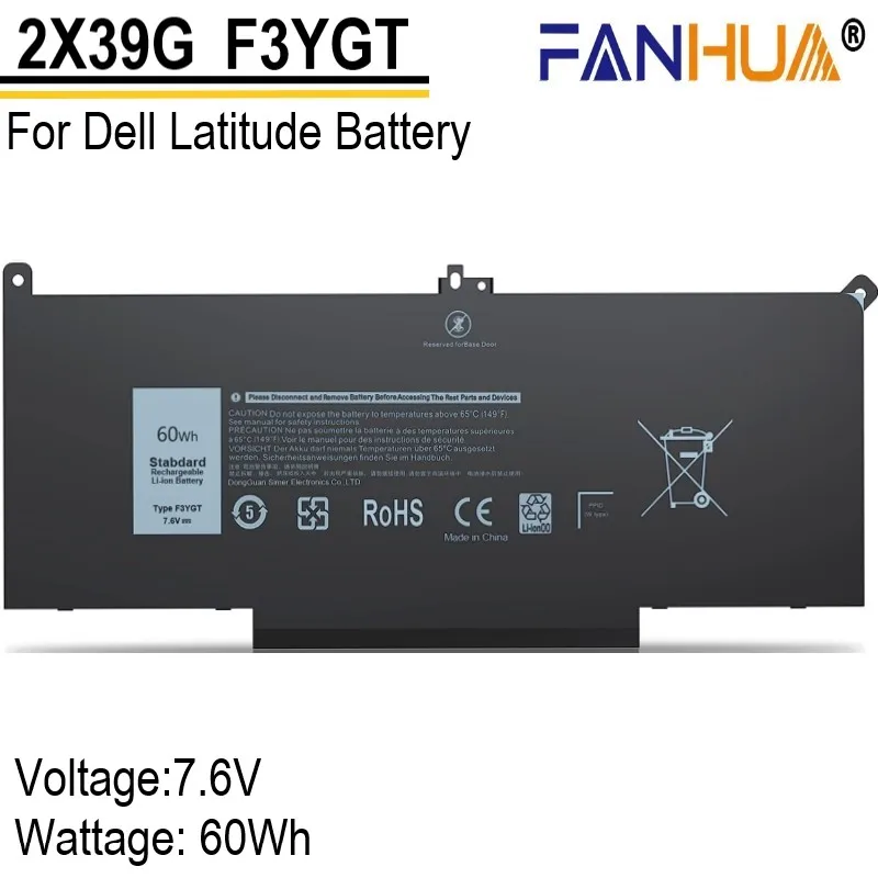 

New F3YGT Laptop Battery for Dell Latitude 12 7000 E7280 E7290 E7380 E7390 E7480 E7490 F3YGT 2X39G Free Tool