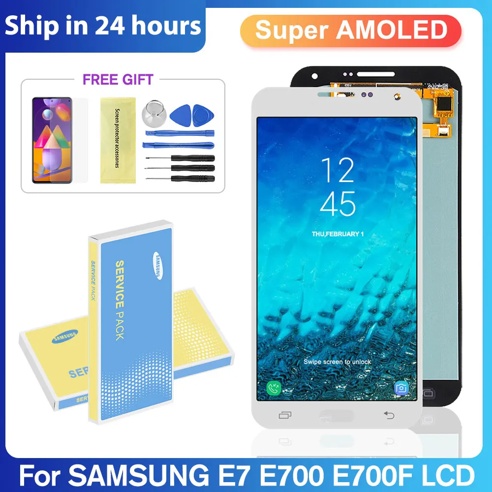 Super AMOLED For Samsung Galaxy E7 LCD Display SamsungE7 LCD Touch Screen Digitizer Assembly Replacement E7000 E7009 E700F E700H