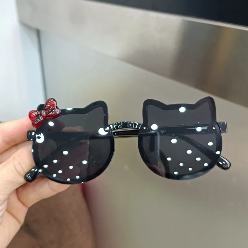 Summer Children Cute Kitty Sunglasses Acrylic Bow Outdoor UV Protection Sun Glasses Baby Girls Classic Kids Boy UV400_voghion.com