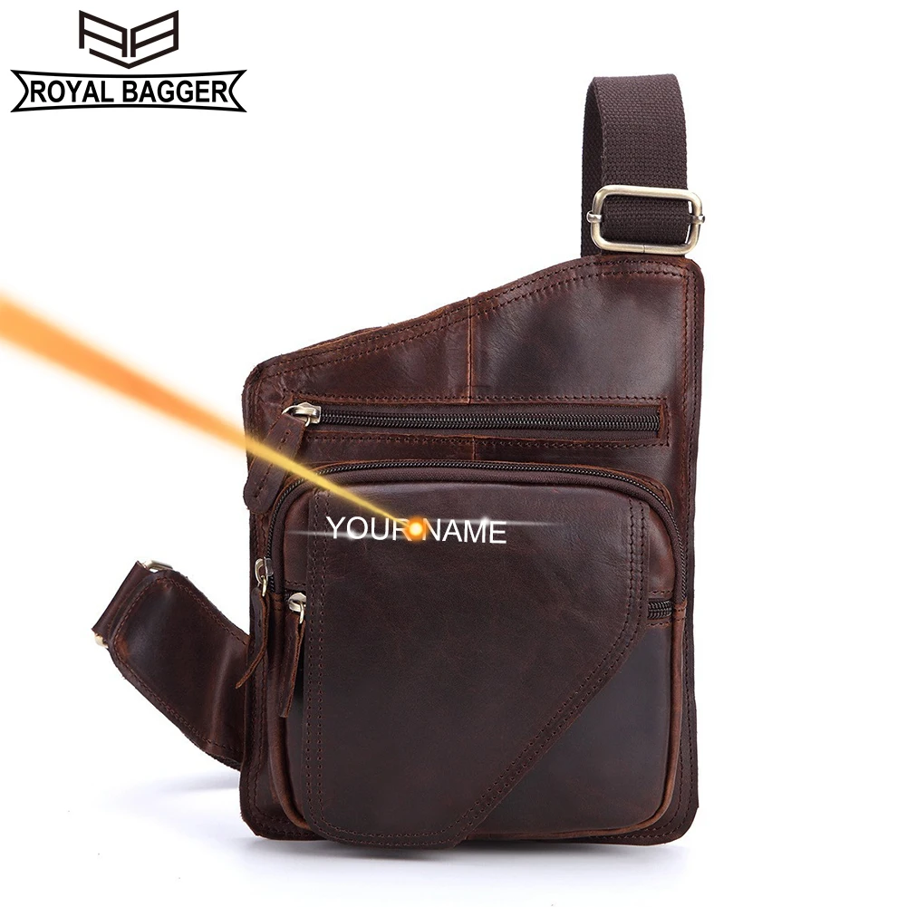 

Royal Bagger Crazy Horse Leather Retro Chest Bags for Men Genuine Cowhide Outdoor Travel Man Shoulder Crossbody Bag 214