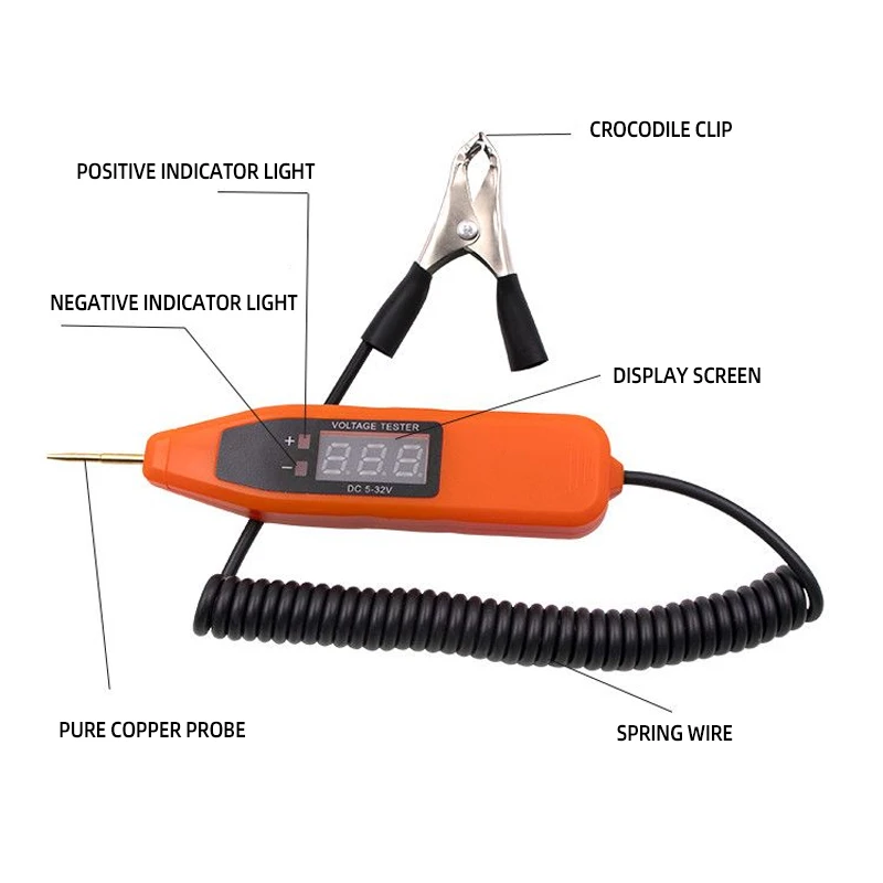 1PC Car Test Light Pen Line Detection and Power Verification Multifunctional Digital Display Electrician Specific Maintenance 2