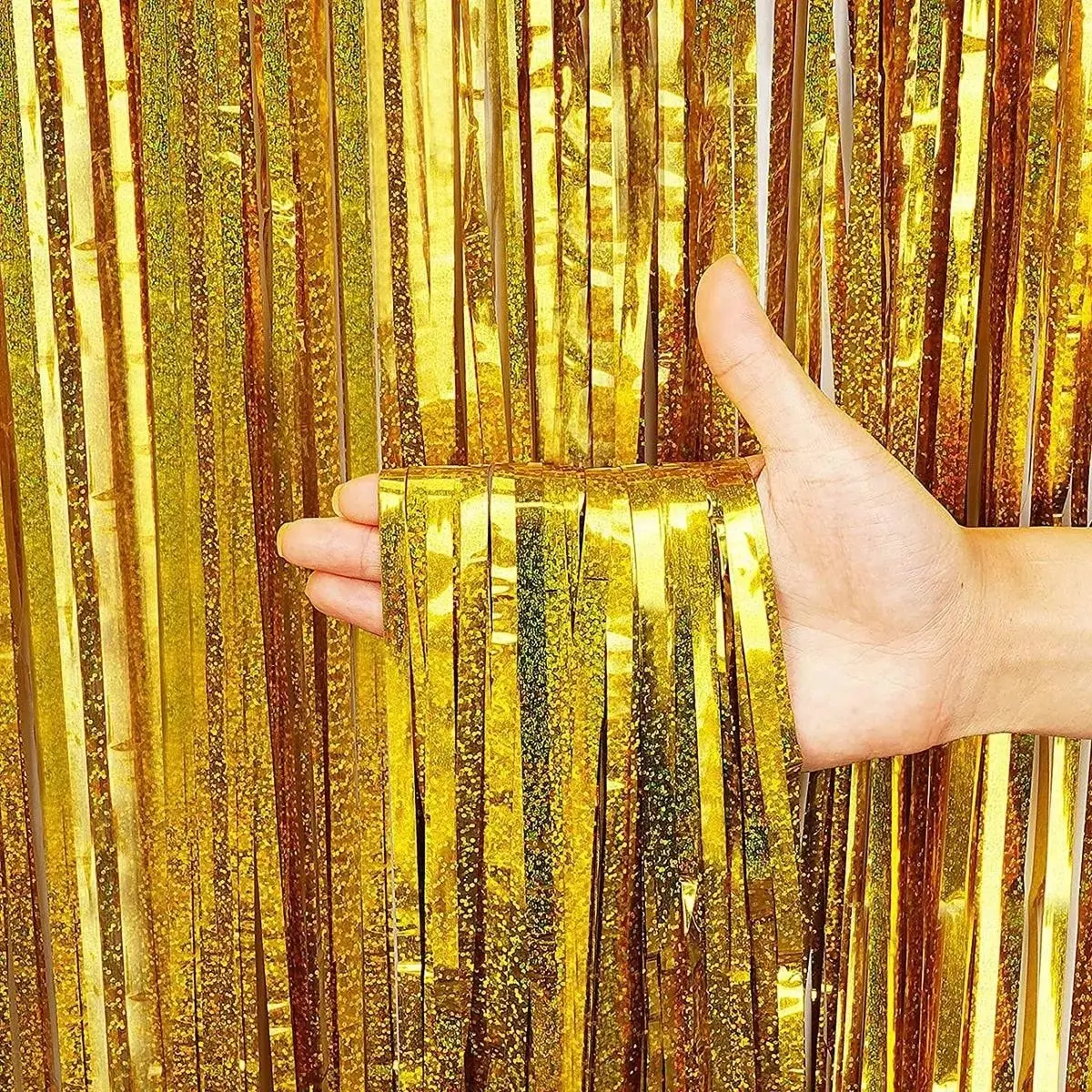 Laser Pink Glitter Tinsel Fringe Foil Curtain
