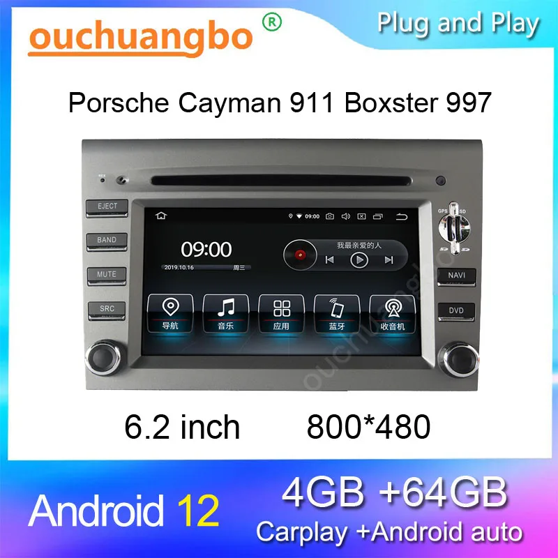 

Ouchuangbo car radio for Porsche Cayman 911 Boxster 997 android 12 stereo dvd player multimedia gps navigation carplay