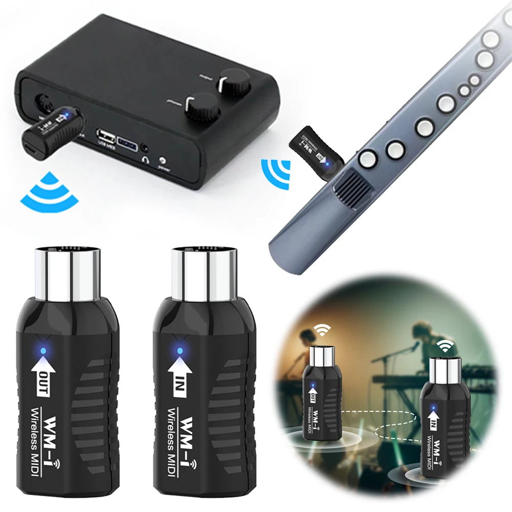 Wireless MIDI Adapter Plug and Play Support Mini Wireless Transmission MIDI System Midi Wireless System for Electric Guitar