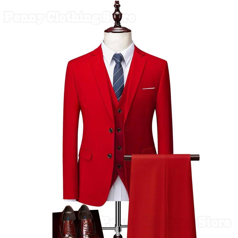 

2024 New Men's Formal Office Business Two-Button Suit Groom's Business Casual Three-Piece Suit