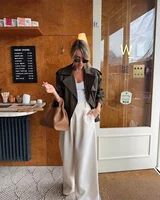 Ladies Vintage Cropped Trench Spring Autumn Jacket Women Streetwear Double Breasted Long Sleeve Top Female Chic Coat Outfits - Image 6