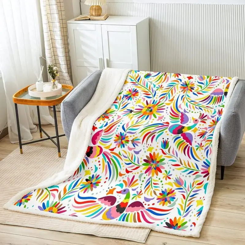 

Tropical Birds Sherpa Blanket Farmhouse Garden Fleece Throw Blanket for Bed Sofa Couch Kids Wild Animal Pattern Plush
