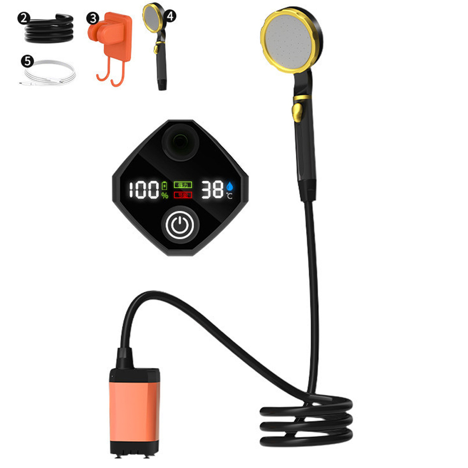 6000mAh / 7800mAh / 9000mAh Portable Camping Shower Pump Rechargeable Electric Shower Pump with Intelligent Digital Display