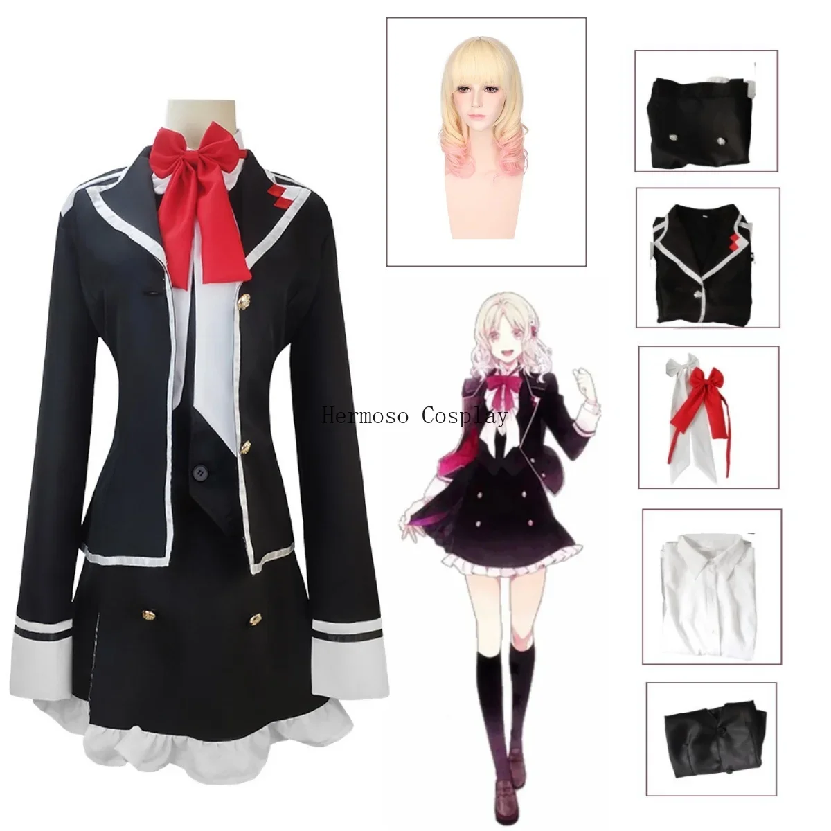 

Komori Yui Cosplay Costume Anime DIABOLIK LOVERS Costumes Halloween Carnival Women Uniforms Komori Yui Full Set School Uniforms